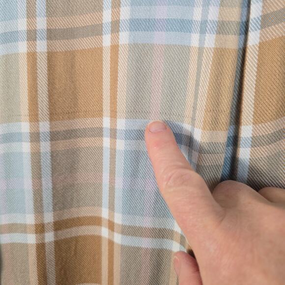 Show Me Your MUMU Leo Tunic Duster Women's S Blue Tan Plaid Button Up READ - Picture 8 of 12